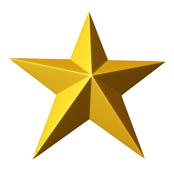 3D Gold Star Clipart Transparent PNG Image