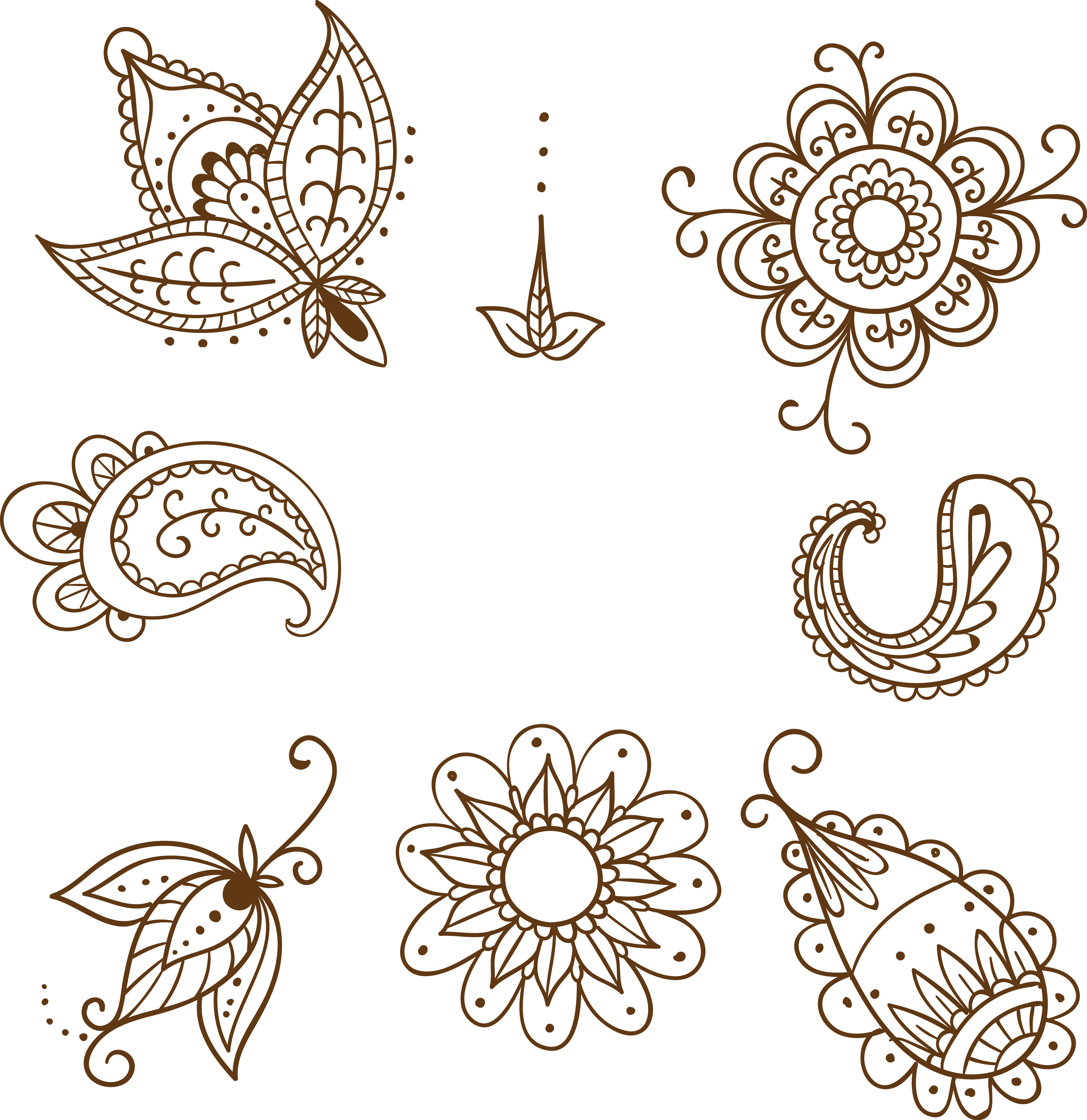 Tattoo Style Pattern Henna Mehndi Hand-Painted Transparent PNG Image