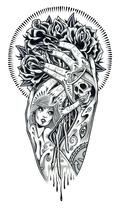 Tattoo Art Illustration Hand Renderings Drawing Transparent PNG Image