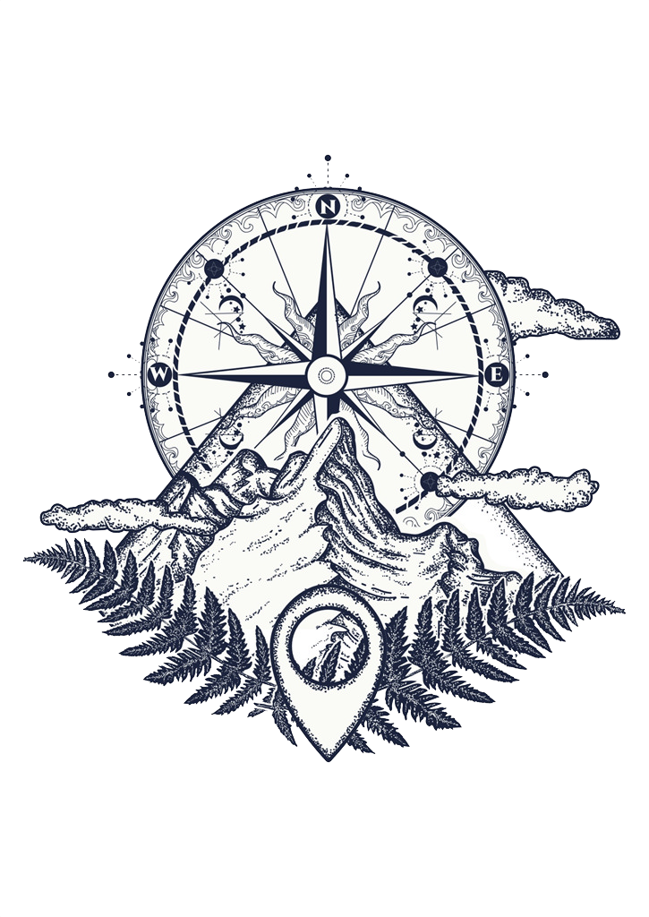 Tattoo Mountain Compass Sketch Artist PNG File HD Transparent PNG Image