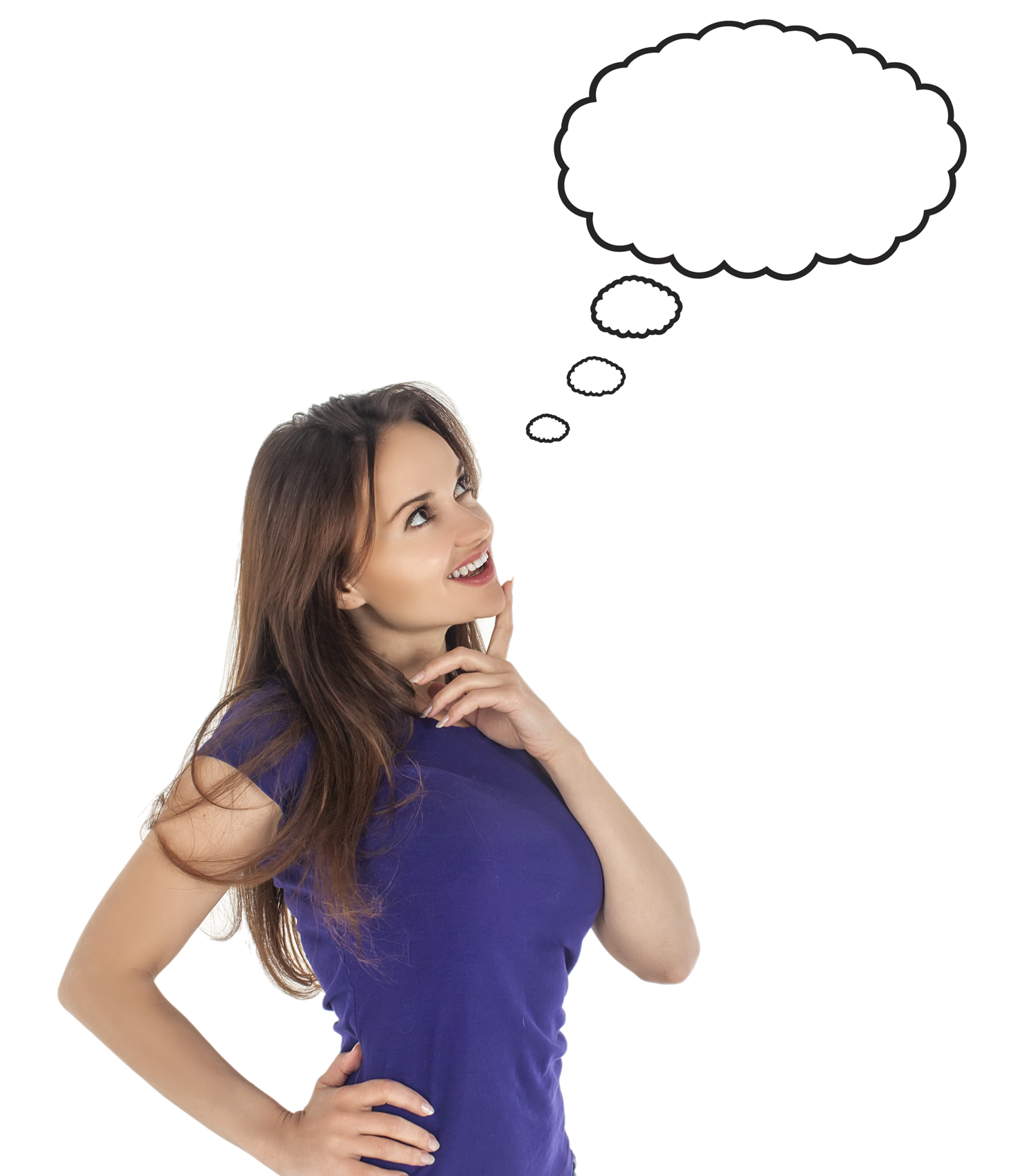 Cute Thinking Woman Transparent PNG Image