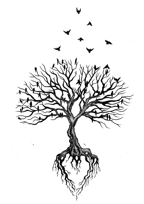 Heart Withered Tattoo Crow Tree Flies Root Transparent PNG Image