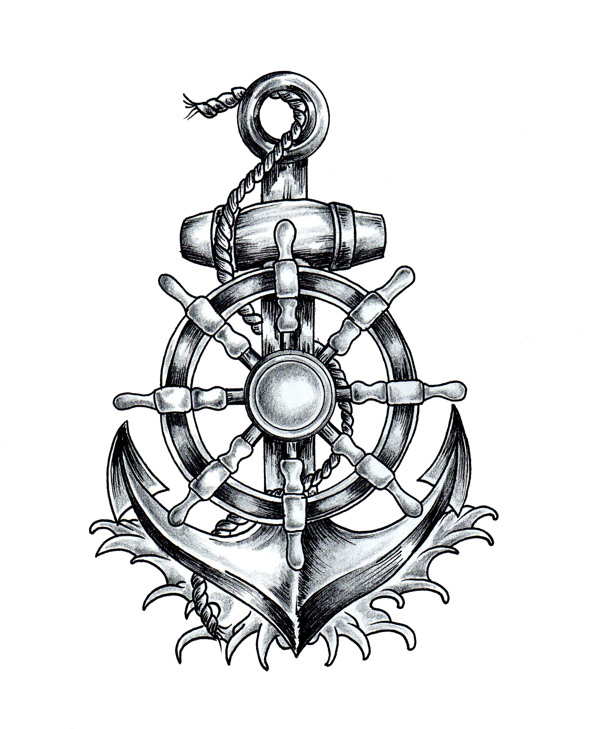 Wheel Tattoo Ship'S Anchor T-Shirt Drawing Transparent PNG Image