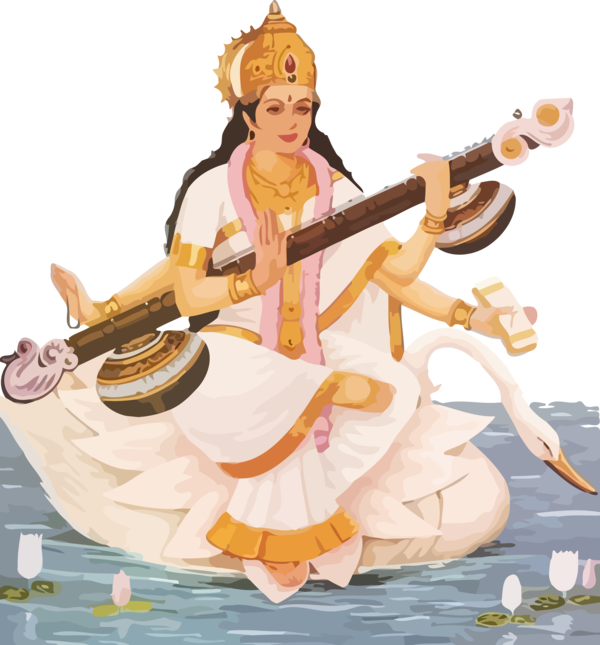 Vasant Panchami String Instrument Musical Veena For Happy Quote Transparent PNG Image