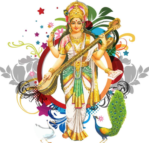 Vasant Panchami Costume Design Mythology For Happy Decoration Transparent PNG Image