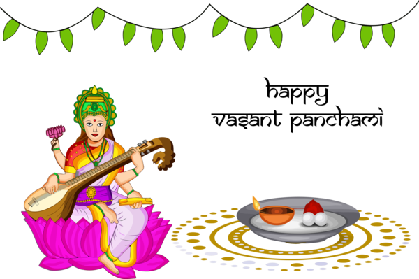 Vasant Panchami Cartoon Indian Musical Instruments For Happy Gifts Transparent PNG Image