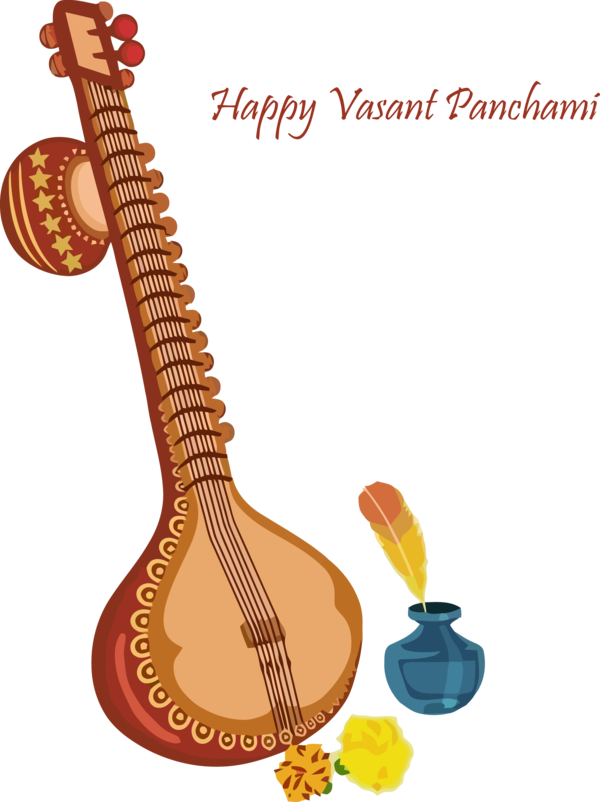 Vasant Panchami String Instrument Musical For Happy Ball Drop Transparent PNG Image