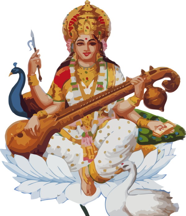 Vasant Panchami Veena String Instrument Indian Musical Instruments For Happy Ecards Transparent PNG Image