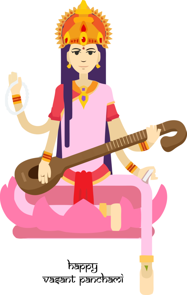 Vasant Panchami Cartoon Musical Instrument Indian Instruments For Happy Carol Transparent PNG Image