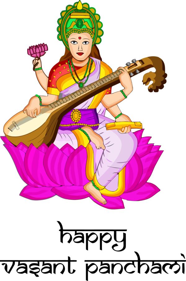 Vasant Panchami Musical Instrument Indian Instruments Veena For Happy Themes Transparent PNG Image