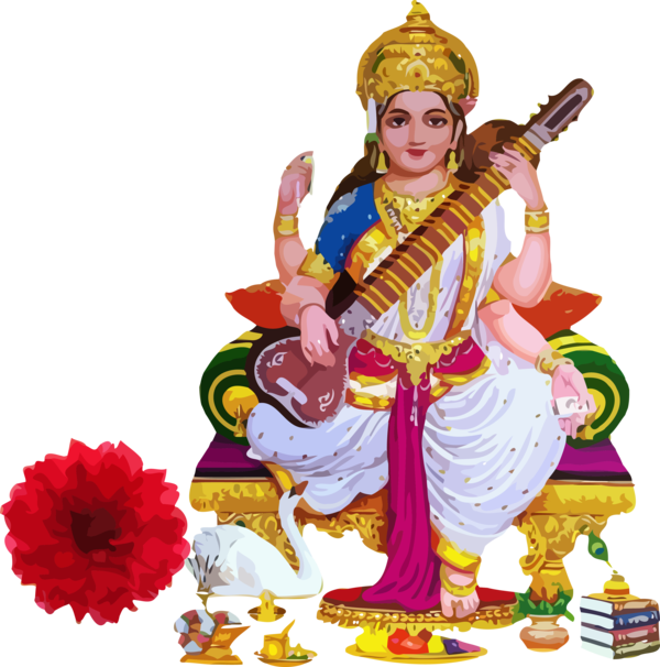 Vasant Panchami Statue For Happy Getaways Transparent PNG Image