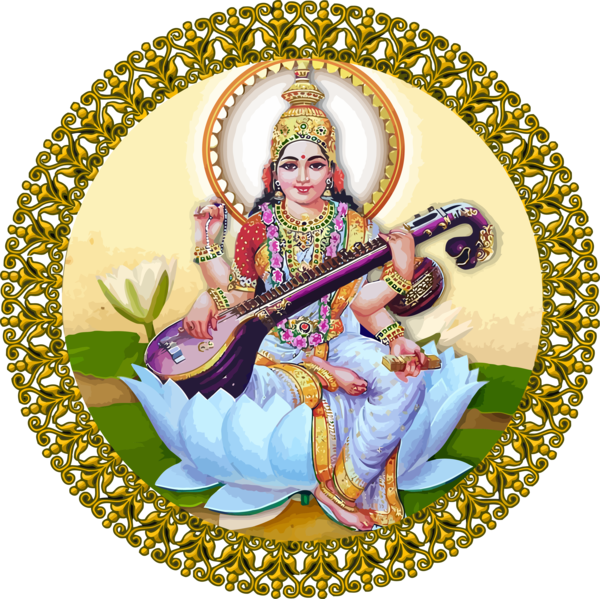 Vasant Panchami Veena For Happy Activities Transparent PNG Image