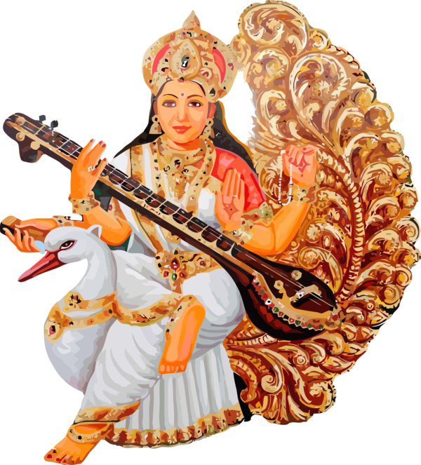 Vasant Panchami String Instrument Musical Saraswati Veena For Happy Around The World Transparent PNG Image