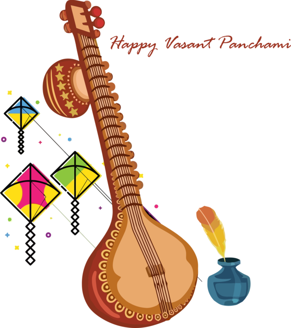 Vasant Panchami String Instrument Musical For Happy Quote Transparent PNG Image