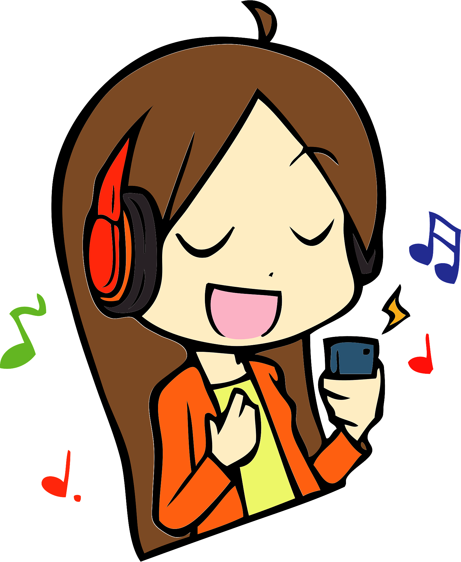 Girl Vector Music Listening PNG Free Photo Transparent PNG Image