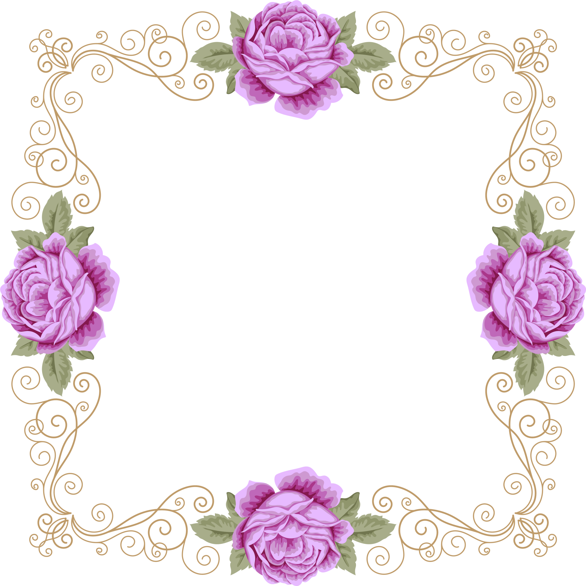 Flower Garden Purple Frame Violet Roses Invitation Transparent PNG Image